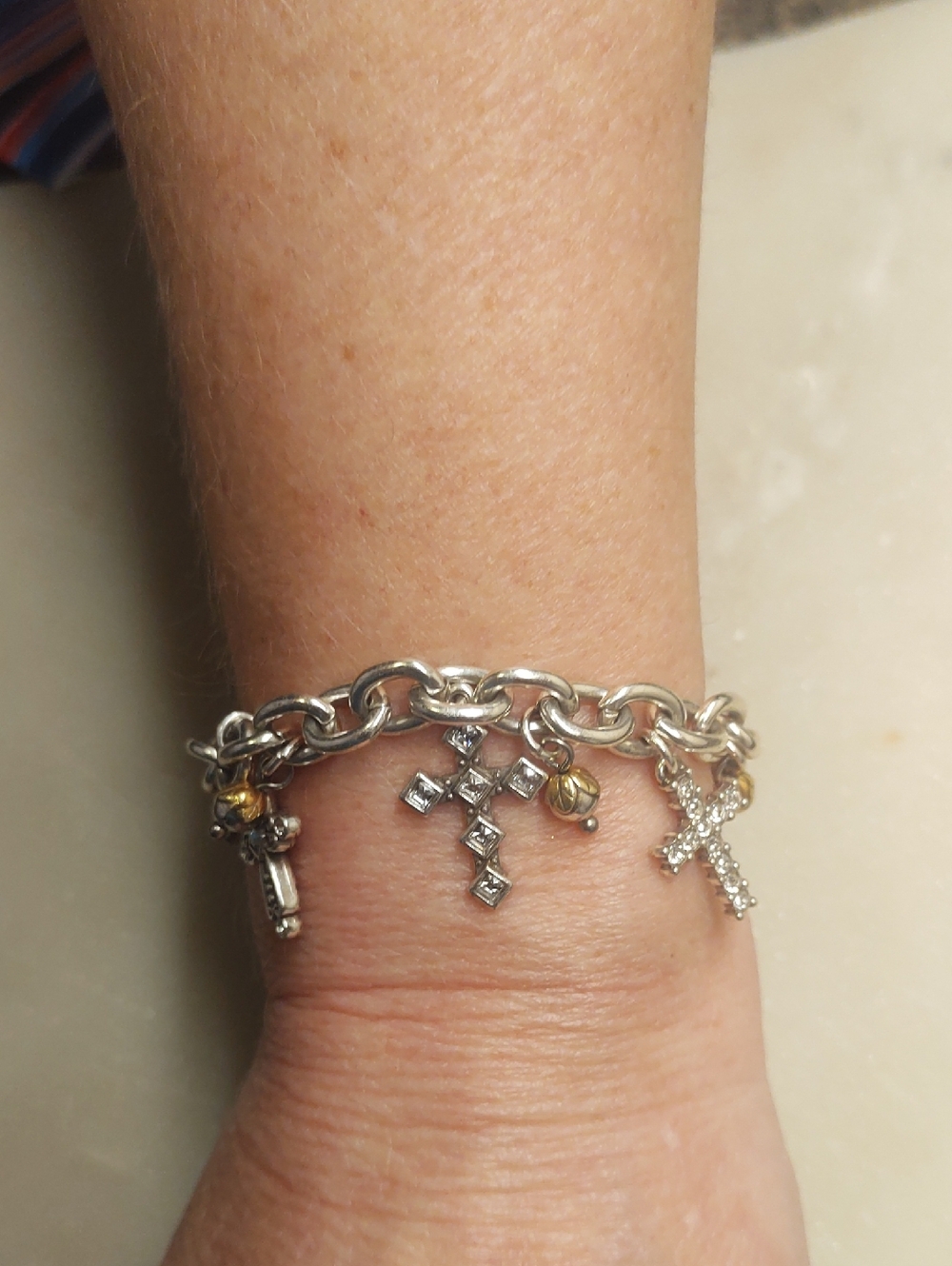 FLASH SALE!🔥 Brighton Sacramento Cross Charm Bracelet Silver Retired - READ! - Picture 9 of 14